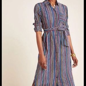 Anthropologie Maeve Letty Striped Shirtdress sz 14